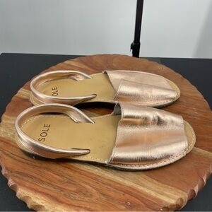 Sole Leather Slingback‎ Flat Menorcan Sandals Rose Gold Sz 40 9